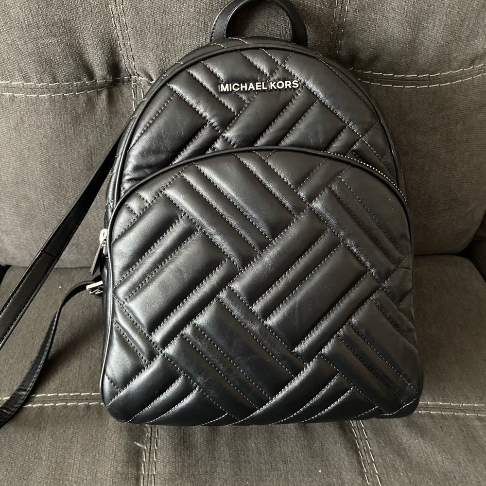Michae Kors Quilted Backpack Medium Size Black